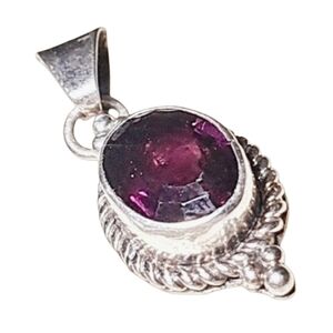 Elegant Sterling  Silver Pendant with Garnet? Stone